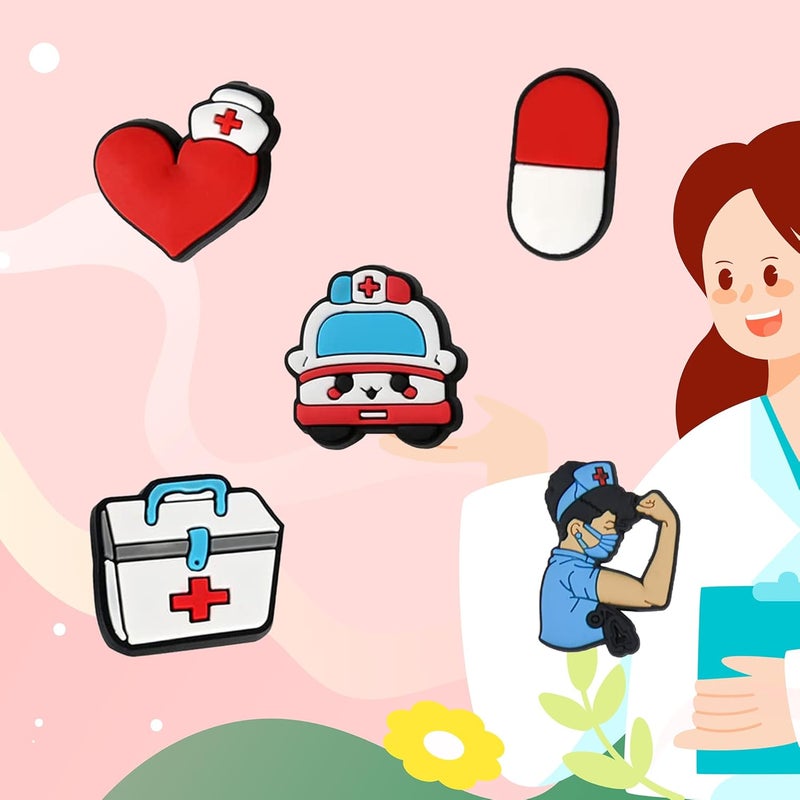 BULKITEM 25 Pcs Gamer, Summer, Nurse, Pink, Hunting, Black,USA american flag crocs,Shoe Charms, Cute Shoe Accessories Gifts Charms for Teens Kids Adults - Image 5